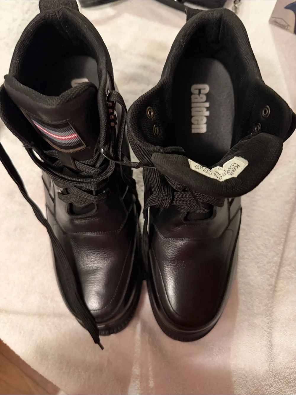 Caldem elevator Men's Black Leather Lace-Up Work Boots